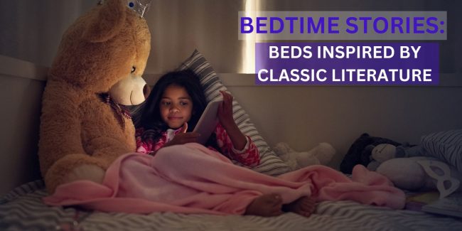 BEDTIME STORIES BEDS INSPIRED BY CLASSIC LITERATURE kid reading book in the best mattress in Bahrain