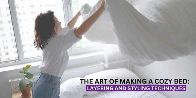 THE ART OF MAKING A COZY BED LAYERING AND STYLING TECHNIQUES A woment making her Bed